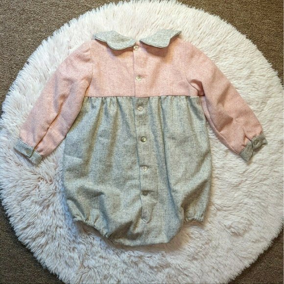 os estorninhos pink & grey Long-sleeved Romper OS EUC - Picture 2 of 11